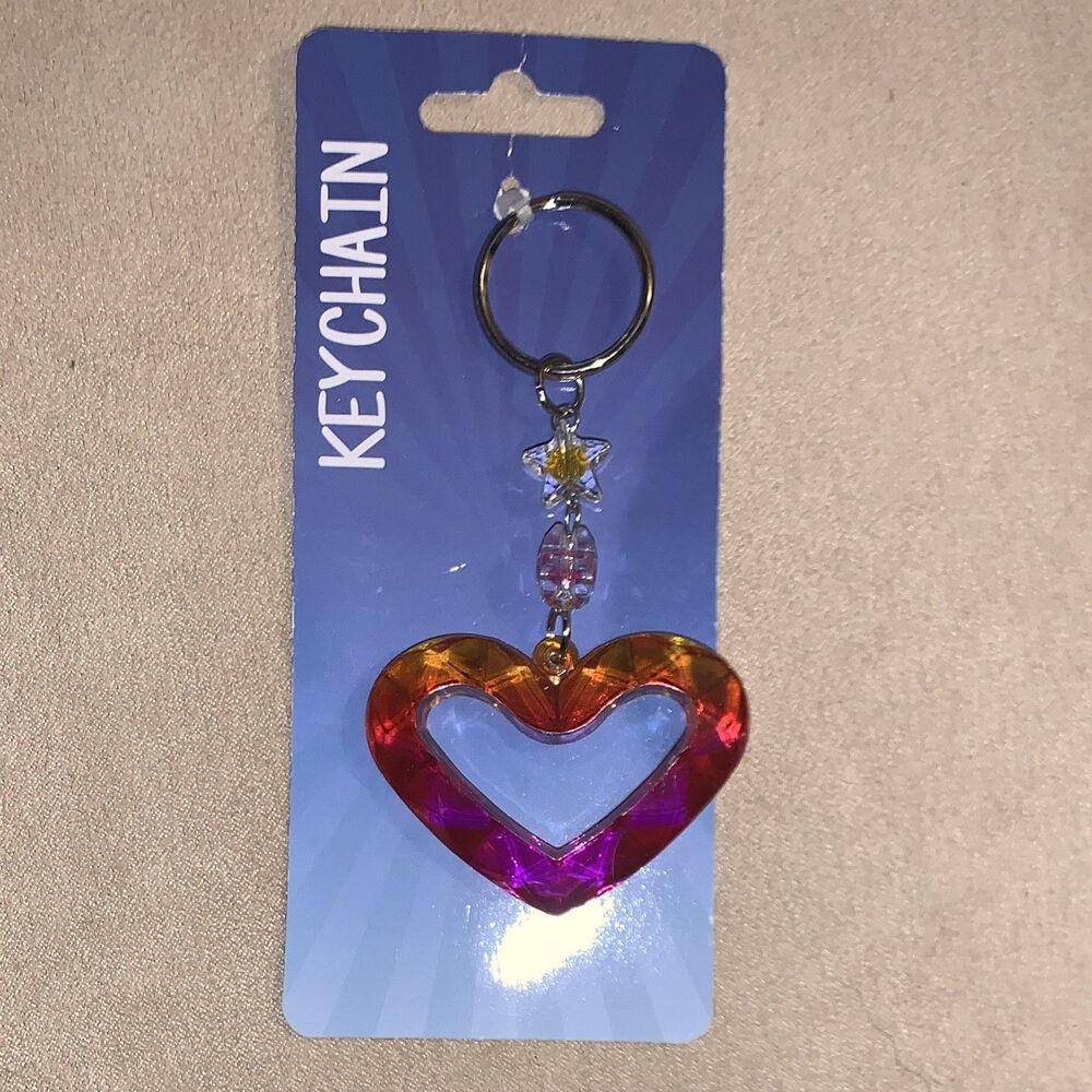 New Kalan Pink/orange Heart Keychain
